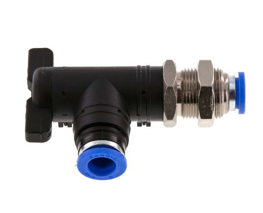 2-Way Elbow Ball Valve 8 mm Plastic/Brass Bulkhead