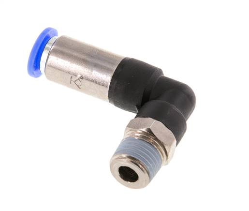 Push-In Fitting 8mm & R1/4'' Male Auto Shut-Off Elbow Brass/PBT 0-10bar (0-145psi)