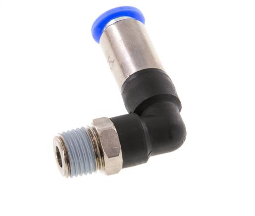 Push-In Fitting 8mm & R1/4'' Male Auto Shut-Off Elbow Brass/PBT 0-10bar (0-145psi)