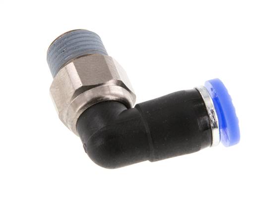 4mm & R1/8'' Elbow Swivel Joint Push-In-Male Threads Nickel-Plated Brass/PBT NBR Rotatable