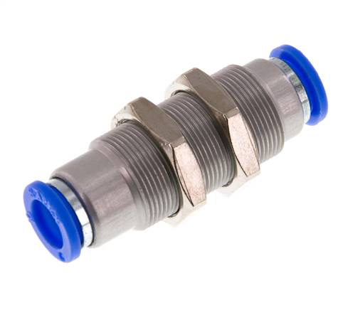 Push-In Fitting 10mm Auto Shut-Off Brass/PBT Bulkhead 0-10bar (0-145psi)
