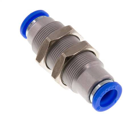 Push-In Fitting 10mm Auto Shut-Off Brass/PBT Bulkhead 0-10bar (0-145psi)