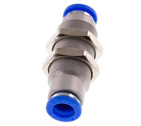 Push-In Fitting 10mm Auto Shut-Off Brass/PBT Bulkhead 0-10bar (0-145psi)