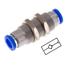 Push-In Fitting 10mm Auto Shut-Off Brass/PBT Bulkhead 0-10bar (0-145psi)
