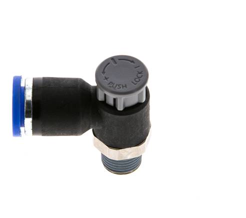 Flow Control Valve Meter-Out Elbow 8 mm - R1/8'' Brass/PA 66 Locknut