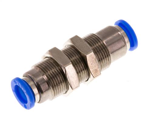 Push-In Fitting 8mm Auto Shut-Off Brass/PBT Bulkhead 0-10bar (0-145psi)