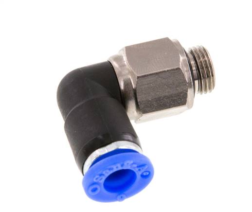 6mm & G1/8'' Elbow Swivel Joint Push-In-Male Threads Nickel-Plated Brass/PBT NBR Rotatable