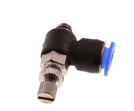 Flow Control Silencer Meter-Out Elbow 6 mm - M5 Brass/PBT
