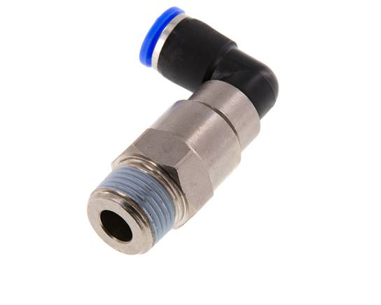 10mm & R1/2'' Elbow Quick Swivel Joint Push-In-Male Threads Nickel-Plated Brass/PBT NBR Rotatable