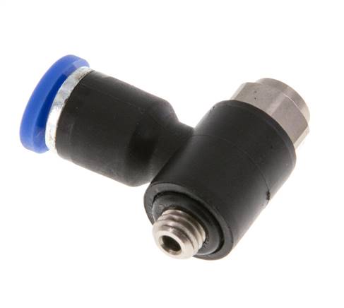 Flow Control Silencer Meter-Out Elbow 4 mm - M5 Brass/PA 66 Slotted Screw