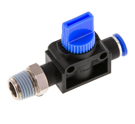 3/2-Way Shut-Off Hand Valve 6 mm - R1/4'' Plastic/Brass Tube-side venting