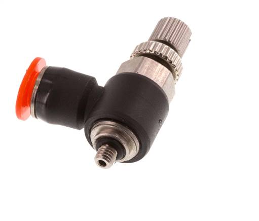 Flow Control Silencer Meter-In Elbow 4 mm - M3 Brass/PBT
