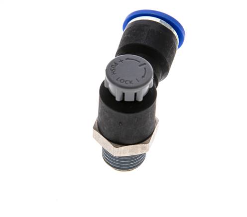 Flow Control Valve Meter-Out Elbow 10 mm - R1/4'' Brass/PA 66 Locknut