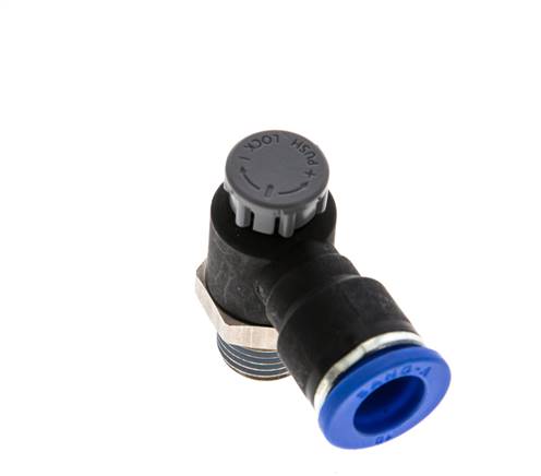 Flow Control Valve Meter-Out Elbow 10 mm - R1/4'' Brass/PA 66 Locknut