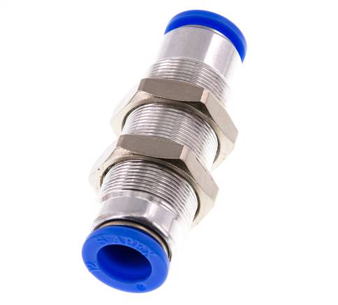 Push-In Fitting 12mm Auto Shut-Off Brass/PBT Bulkhead 0-10bar (0-145psi)