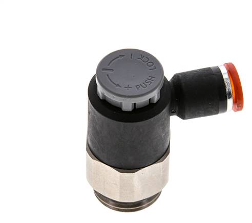 Flow Control Valve Meter-In Elbow 8 mm - G1/2'' Brass/PA 66 Locknut