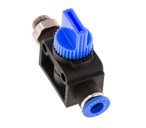 3/2-Way Shut-Off Hand Valve 6 mm - G1/8'' Plastic/Brass Tube-side venting