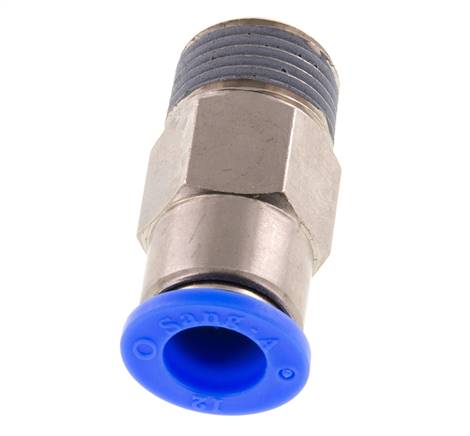 Push-In Fitting 12mm & R1/2'' Male Auto Shut-Off Brass/PBT 0-10bar (0-145psi)