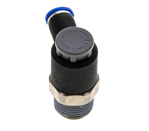Flow Control Valve Meter-Out Elbow 8 mm - R1/2'' Brass/PA 66 Locknut
