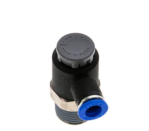 Flow Control Valve Meter-Out Elbow 8 mm - R1/2'' Brass/PA 66 Locknut