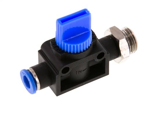3/2-Way Shut-Off Hand Valve 6 mm - G1/4'' Plastic/Brass Thread-side venting