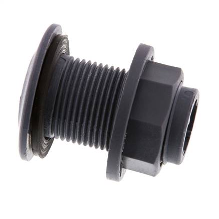 Screw Connection for Drain Cocks G3/4'' DN29.5 Bulkhead Polypropylene (pp) EPDM 10bar (140.5psi) FDA