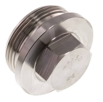 Plug G1 1/2'' Stainless steel with Collar and External Hex 40bar (562.0psi)