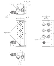 NG6 (D03) Sub-Plate 3 Stations with Relief Valve 100-315bar