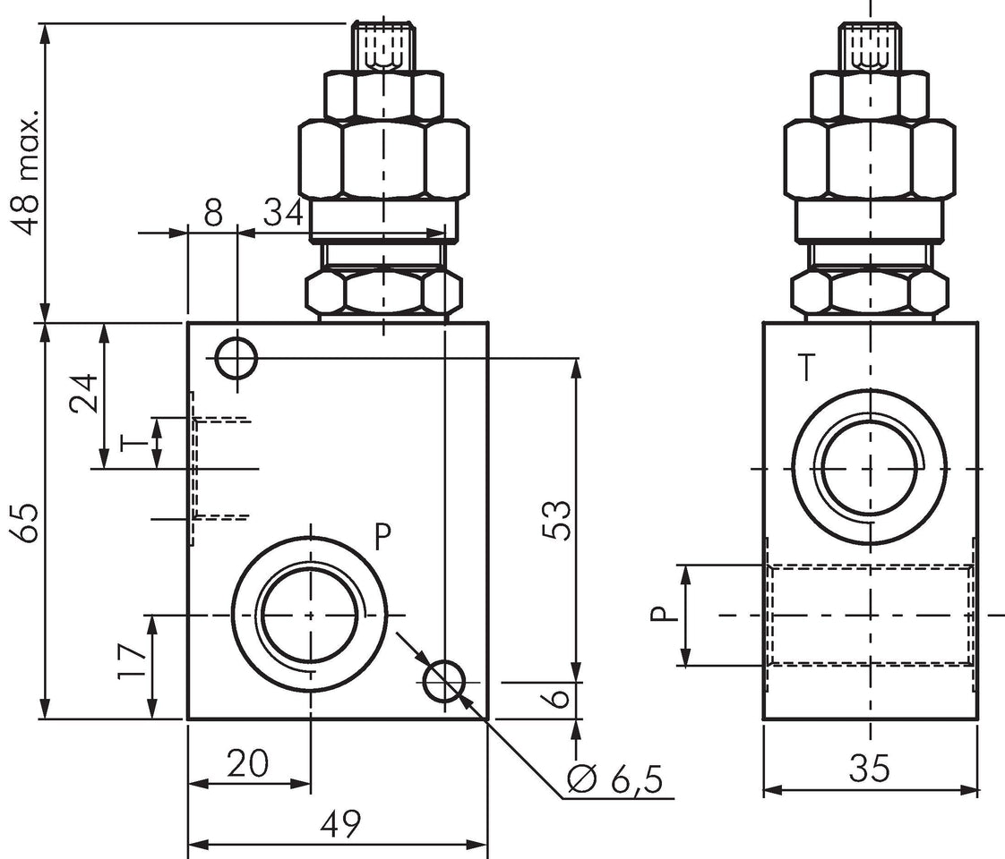 G1/2'' Hydraulic Inline Relief Valve 50-210bar 30l/min