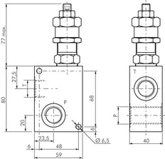 G3/4'' Hydraulic Inline Relief Valve 30-100bar 80l/min