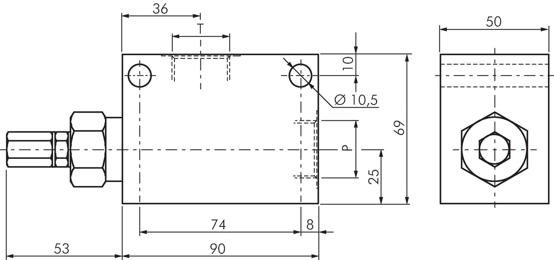 G1'' Hydraulic Inline Relief Valve 10-210bar 150l/min