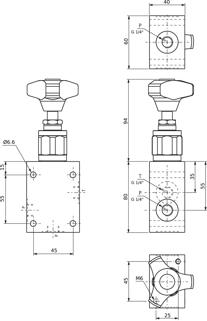 G1/4'' Hydraulic Inline Relief Valve 1-100bar 50l/min - Rexroth