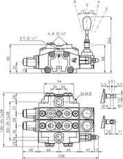 4/3-Way Hydraulic Hand Lever Valve Section Float Center 320bar
