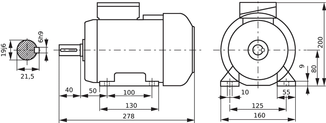 0.75kW 4-Pole Three-Phase Motor IEC 80 B3 Foot Mounted 230/400V