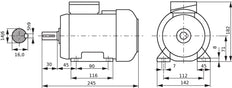 0.55kW 2-Pole Three-Phase Motor IEC 71 B3 Foot Mounted 230/400V