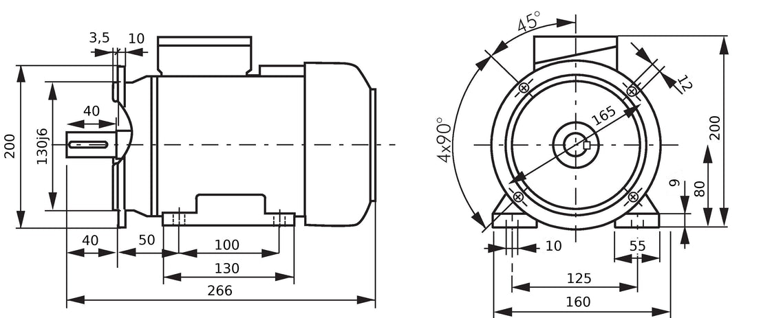 0.55kW 4-Pole Three-Phase Motor IEC 80 B35 Foot & Flange 230/400V