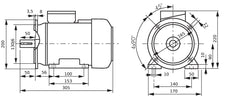1.1kW 4-Pole Three-Phase Motor IEC 90 B35 Foot & Flange 230/400V