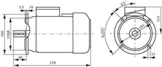 1.1kW 2-Pole Three-Phase Motor IEC 80 B5 Flange Mounted 230/400V