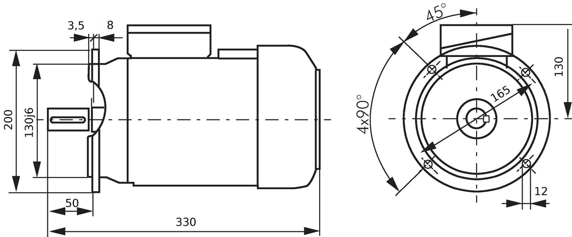 2.2kW 2-Pole Three-Phase Motor IEC 90 B5 Flange Mounted 400/690V