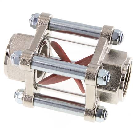 G1'' brass flow indicator with impeller 2.2-27 l/min 25 bar