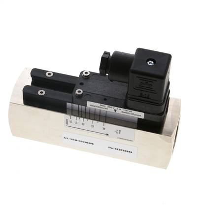 G1'' brass variable area flow switch water 10-30 l/min 250 bar