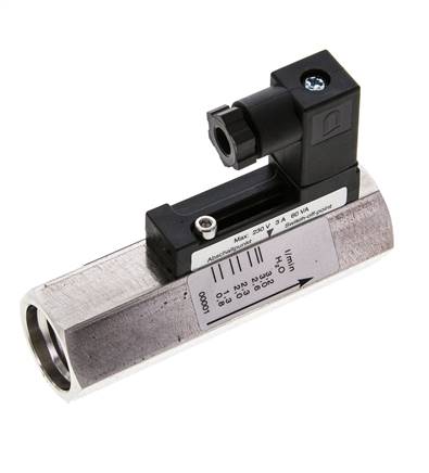G1/2'' stainless variable area flow switch water 0.8-3.2 l/min 350 bar