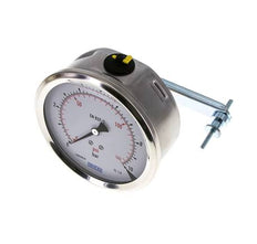 G1/2 Rear Connection Glycerine Pressure Gauge 0 to 10 bar 100mm WIKA