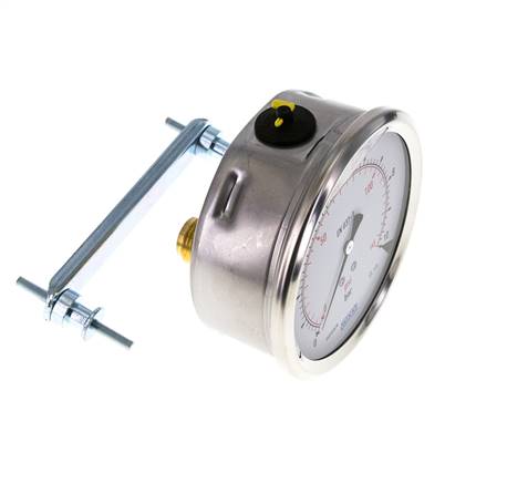 G1/2 Rear Connection Glycerine Pressure Gauge 0 to 10 bar 100mm WIKA