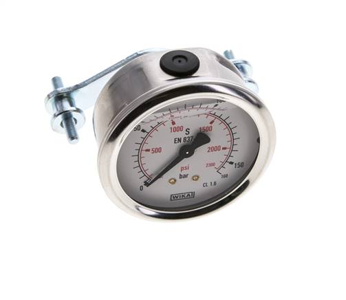 G1/4 Rear Connection Glycerine Pressure Gauge 0 to 160 bar 63mm WIKA