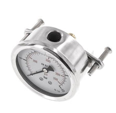 G1/4 Rear Connection Glycerine Pressure Gauge 0 to 25 bar 63mm