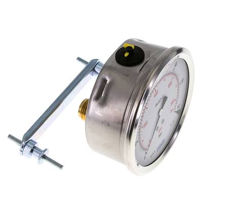 G1/2 Rear Connection Glycerine Pressure Gauge 0 to 60 bar 100mm WIKA