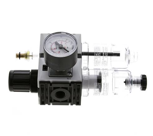 FRL 2-Part G1/4'' 800 l/min 0.5-10.0bar/7-145psi Semi-Auto 40 mm Pressure Gauge Polycarbonate Futura 0