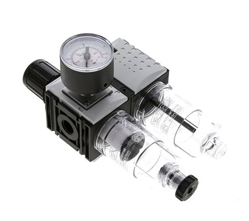 FRL 2-Part G1/4'' 800 l/min 0.5-10.0bar/7-145psi Semi-Auto 40 mm Pressure Gauge Polycarbonate Futura 0