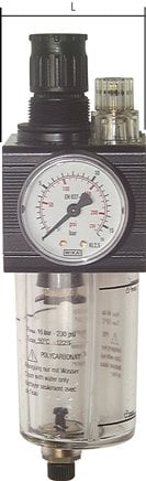 FRL G1/2'' 3400 l/min 0.5-16.0bar/7-232psi (Externally Fitted Drain Valve) Polycarbonate Combo 2